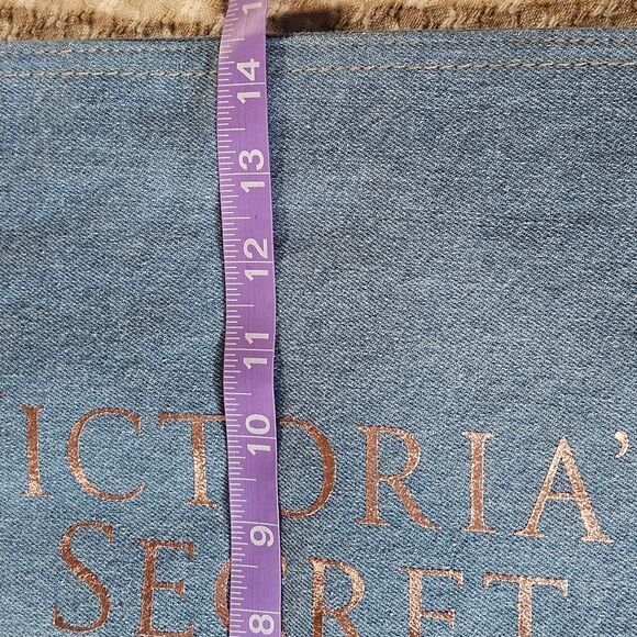 Victoria's Secret Hey Angel Light Denim Studs Metallic Rose Gold Weekender Tote - Picture 10 of 11